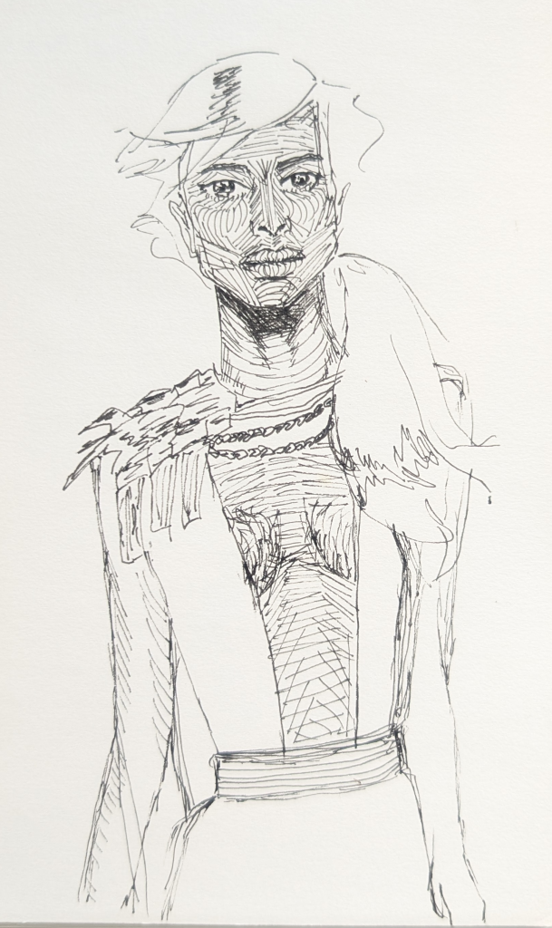 Ink drawing of a woman